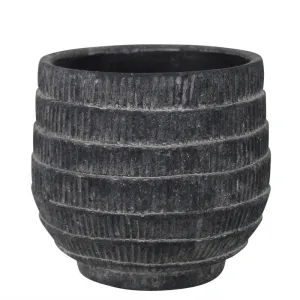 Cyrus Cachepot, Cement, Black - Med Vase,Ceramic Vase