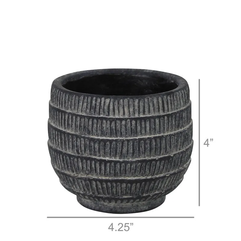 Cyrus Cachepot, Cement, Black - Sm