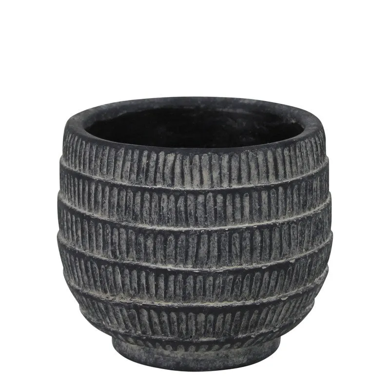 Cyrus Cachepot, Cement, Black - Sm Vase,Ceramic Vase