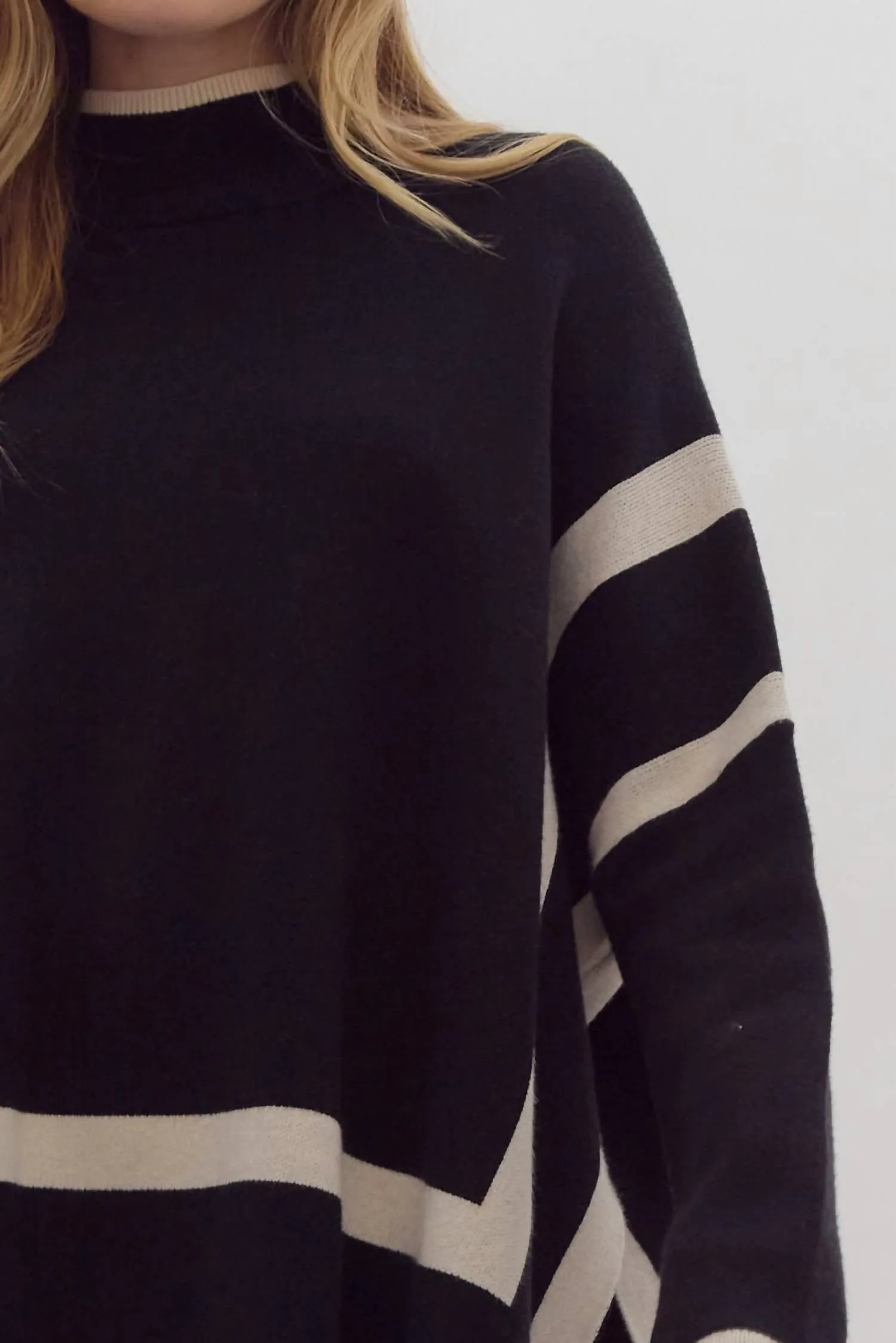 Darcie Two Tone Sweater In Black