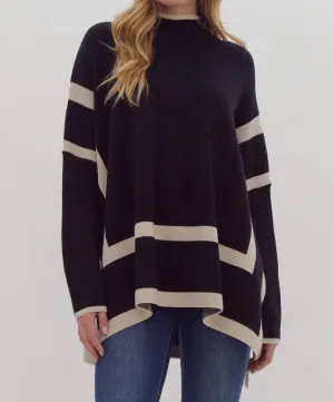 Darcie Two Tone Sweater In Black