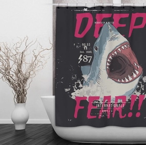 Deep Fear Shark Shower Curtains and Optional Bath Mats Lighting,Lamps Fixtures