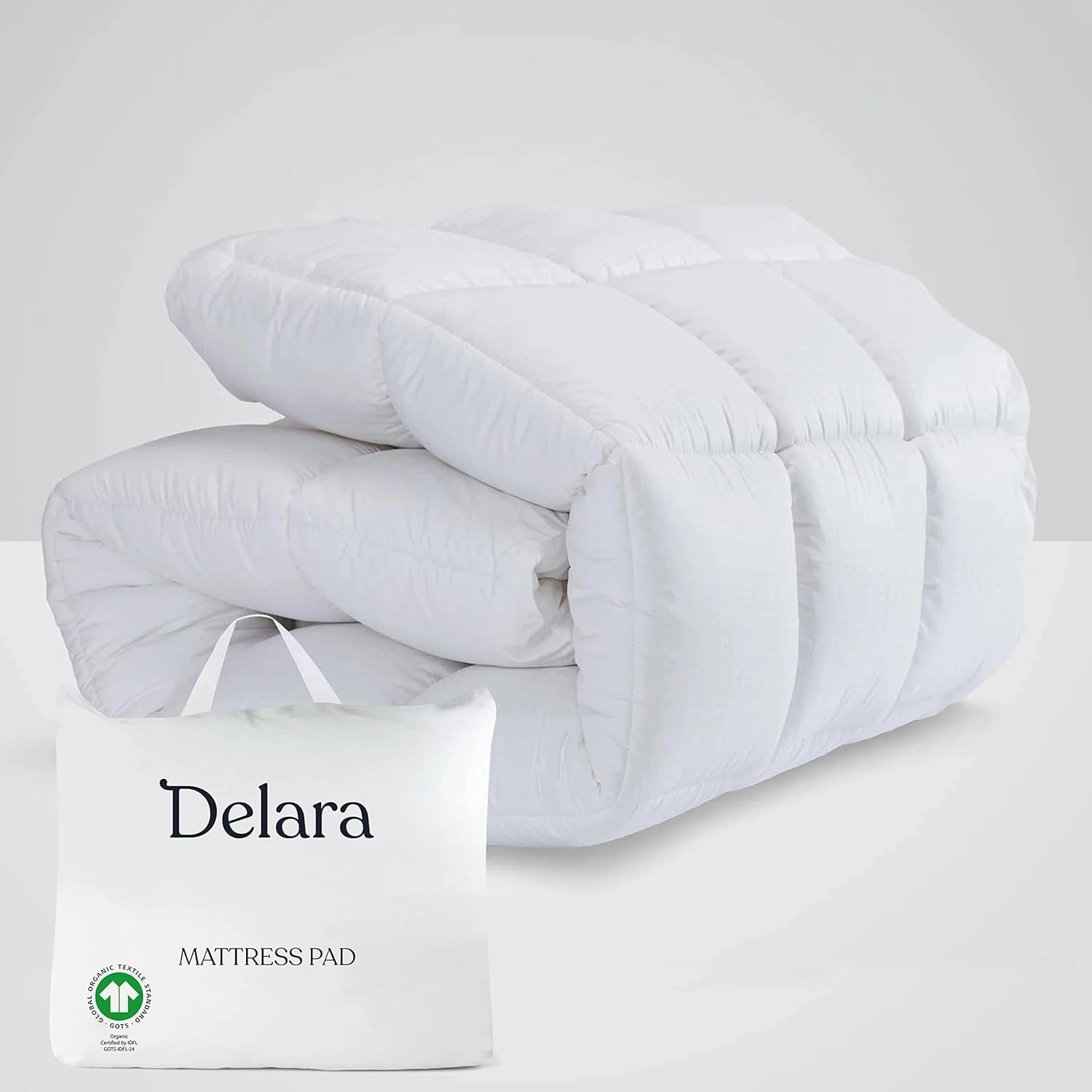 Delara 100% Waterproof 2 IN 1 Mattress Protector & Mattress Pad-Quilted Fitted Down Alternative Mattress Pad Cover - White mattress pads,mattress topper,bed protection