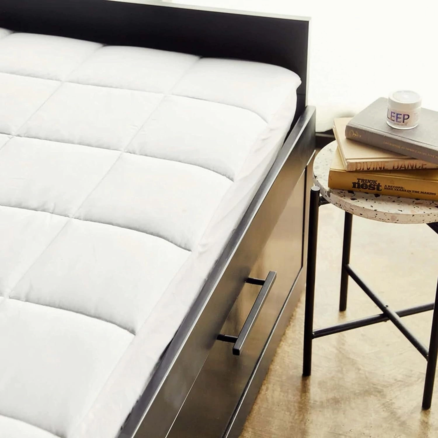 Delara 100% Waterproof 2 IN 1 Mattress Protector & Mattress Pad-Quilted Fitted Down Alternative Mattress Pad Cover - White
