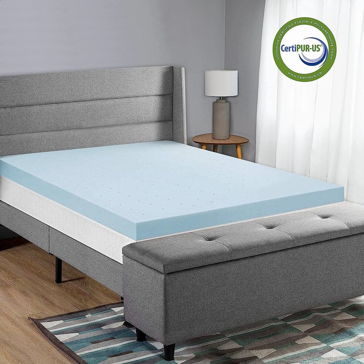Delara 2 Inch Gel Infused Memory Foam Mattress Topper, Certipur-US Certified, High-Density Cooling & Breathable