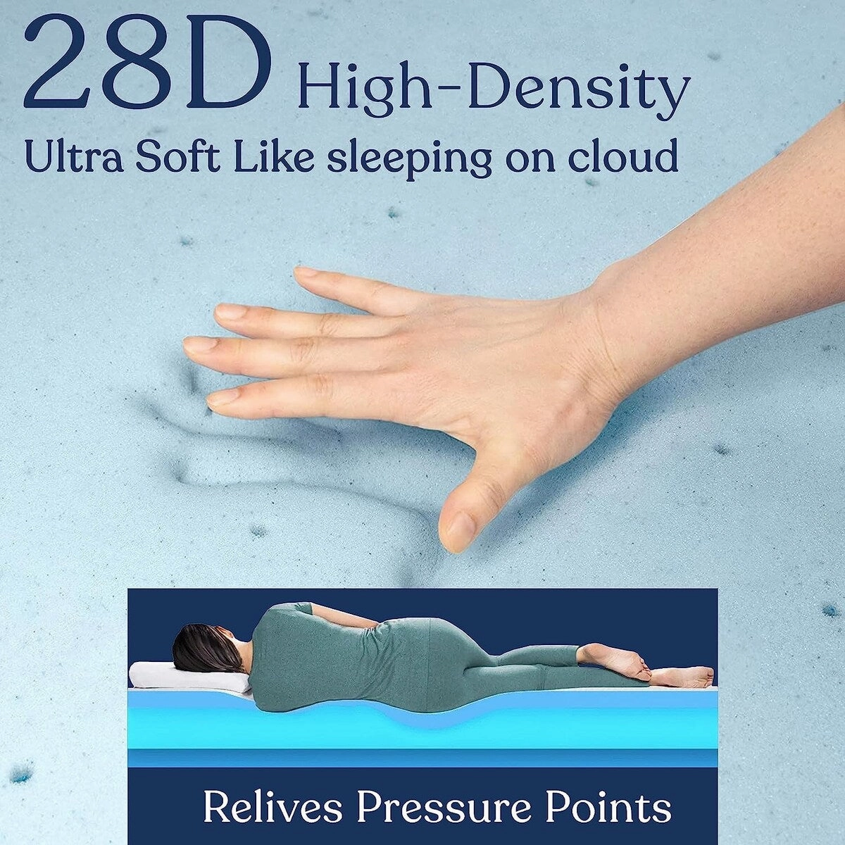 Delara 2 Inch Gel Infused Memory Foam Mattress Topper, Certipur-US Certified, High-Density Cooling & Breathable