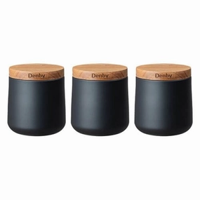 Denby Set Of 3 Black Storage Canisters Kitchen Accessories,kitchen counter accessories