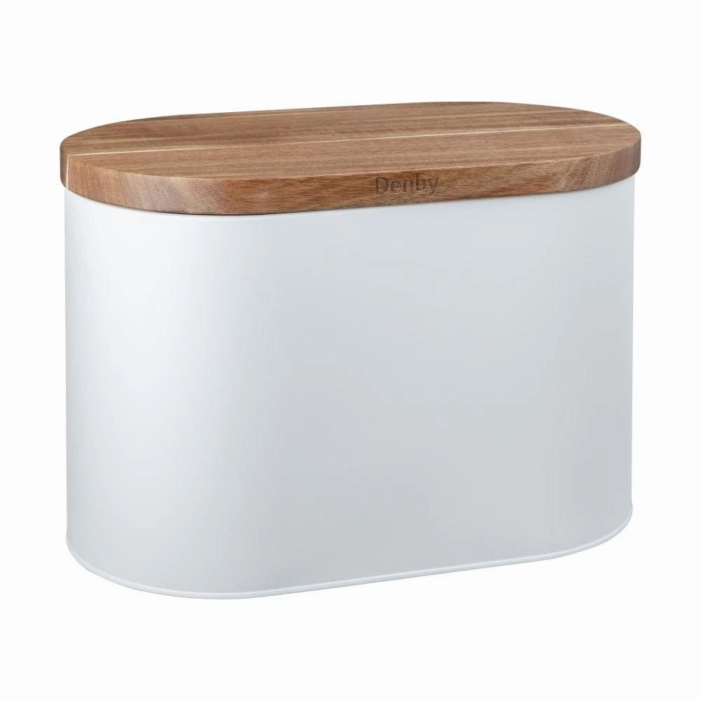 Denby White Bread Bin With Acacia Lid Kitchen,modern kitchen essentials