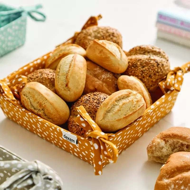Dexam Sintra Recycled Cotton Spotted Bread Basket in Ochre