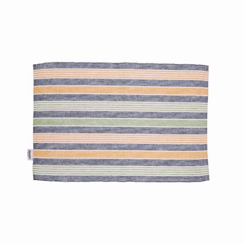 Dexam Sintra Recycled Cotton Striped Napkin and Placemat Set in Blue