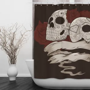 Dia los Muertos Sugar Skull and Rose Shower Curtains and Optional Bath Mats Lighting,Lamps Fixtures