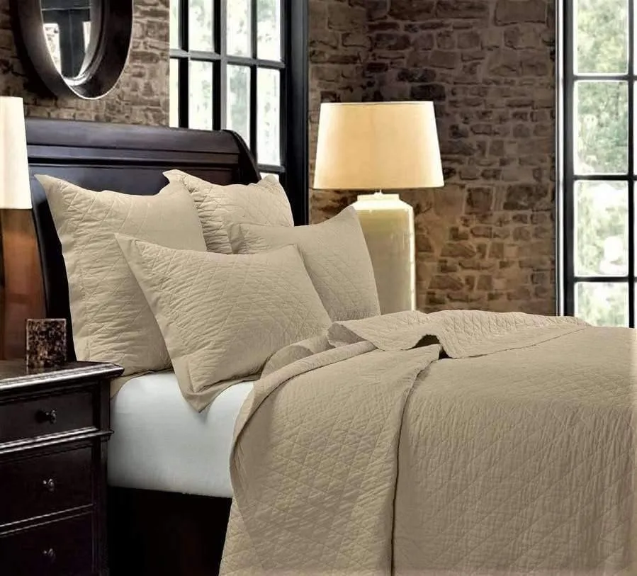 Diamond Quilted Quilts in Light Tan