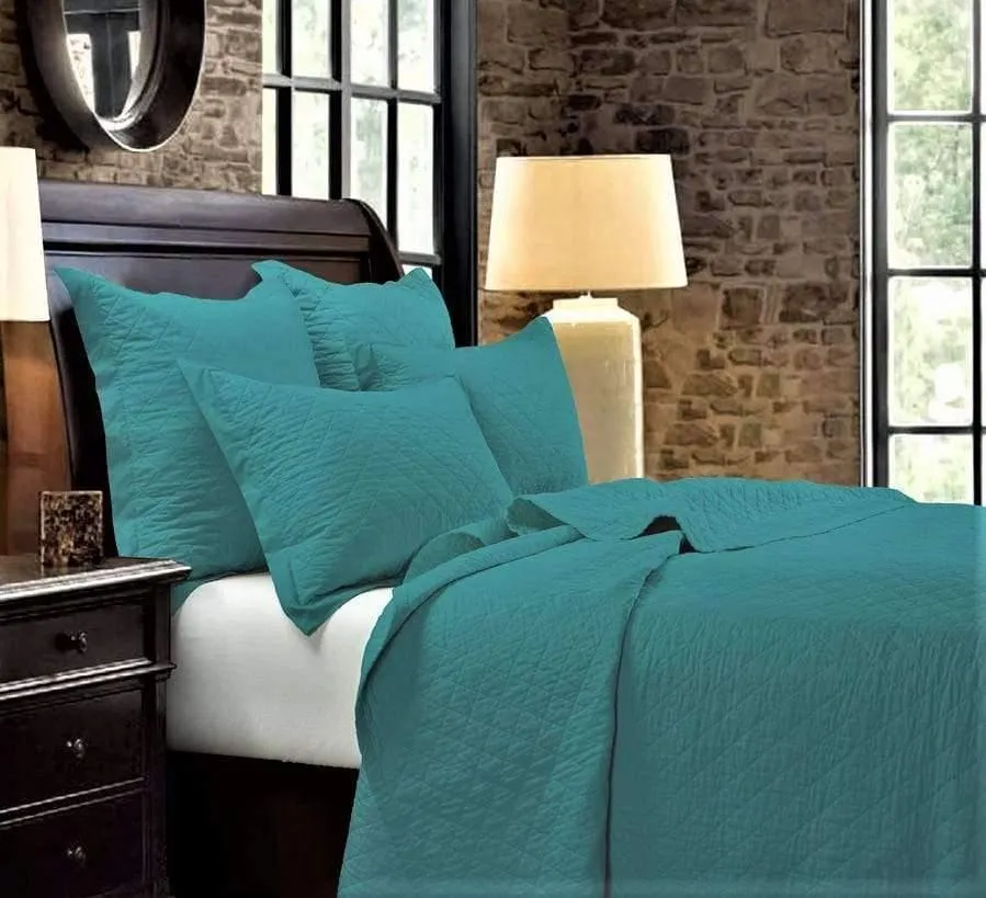 Diamond Quilted Quilts in Turquoise