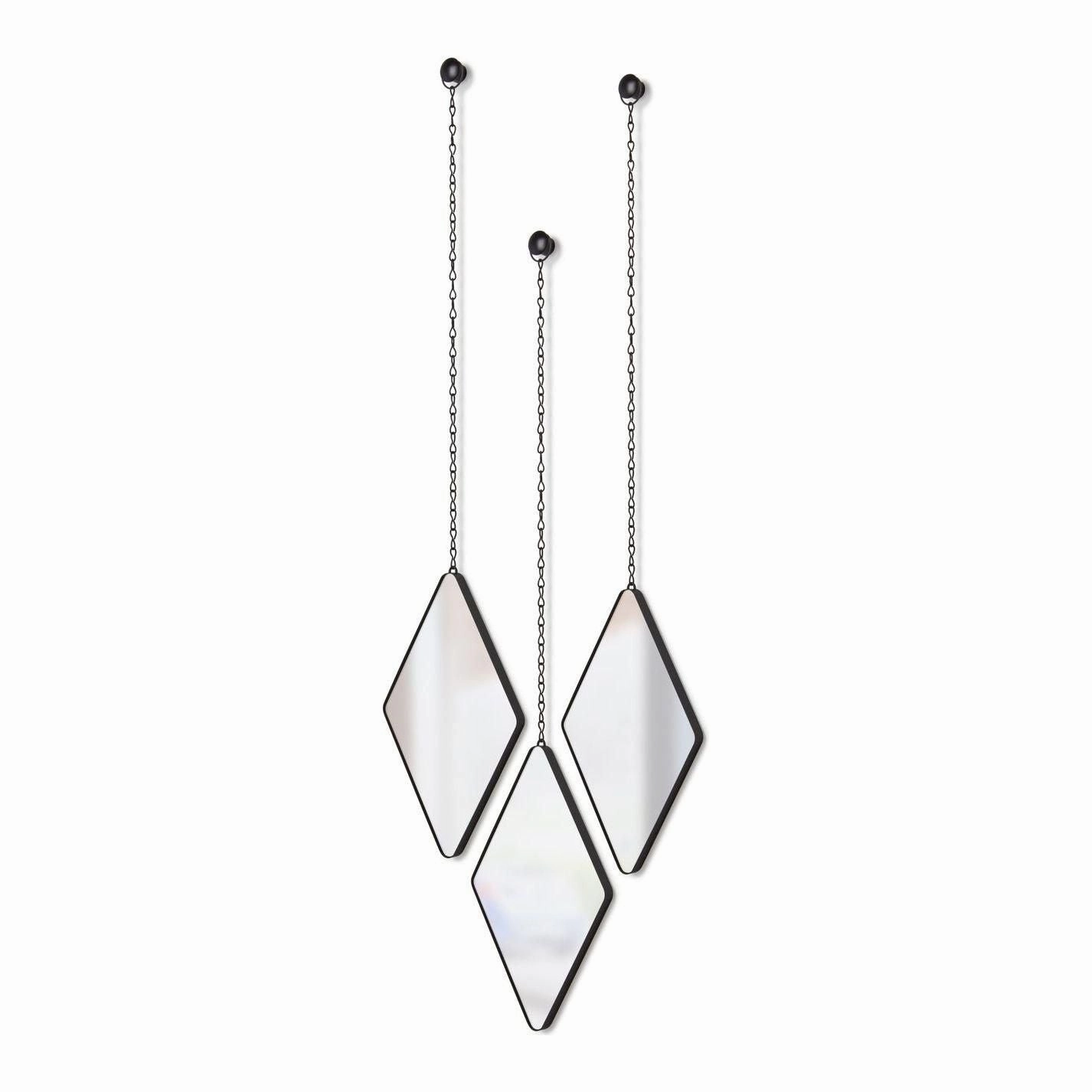 Dima Diamond Mirrors (Set of 3) Wall Decor,modern wall decor set