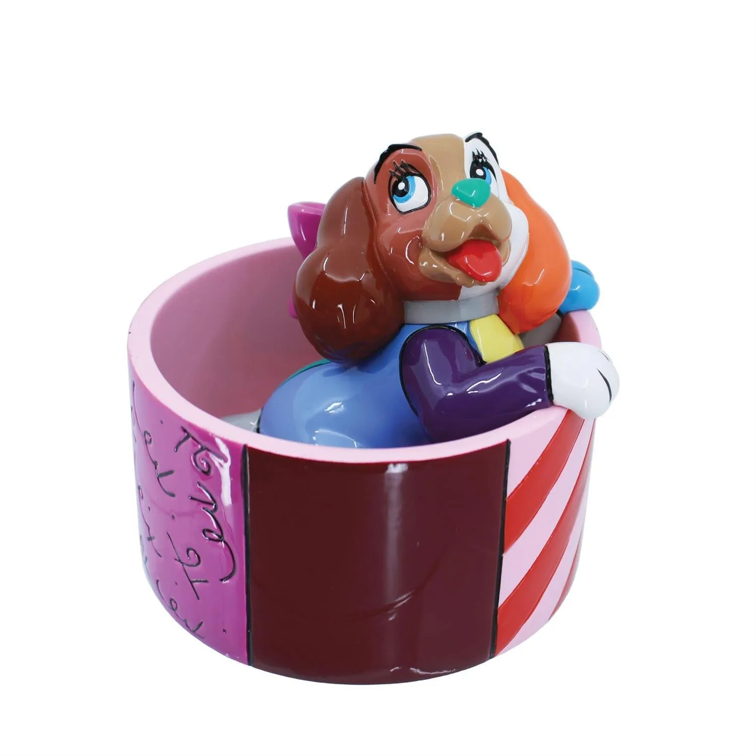 Disney Britto Lady and Tramp 70th Anniversary Hatbox 3.25" Mini Figurine Decorative Mirror,Home Decor Mirror
