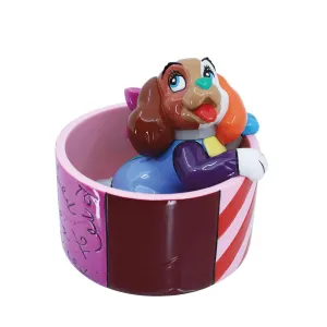 Disney Britto Lady and Tramp 70th Anniversary Hatbox 3.25" Mini Figurine Decorative Mirror,Home Decor Mirror