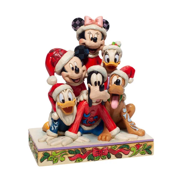 Disney Jim Shore Piled High with Holiday Cheer Christmas Mickey and Friends Figurine Decorative Mirror,Home Decor Mirror