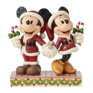 Disney Jim Shore Santa Outfit Mickey & Minnie 6.25" Figurine Candy Canes Christmas Decorative Mirror,Home Decor Mirror