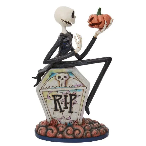 Disney Jim Shore Tim Burton's The Nightmare Before Christmas Jack Skellington Holding Pumpkin on RIP Gravestone Figurine Decorative Mirror,Home Decor Mirror