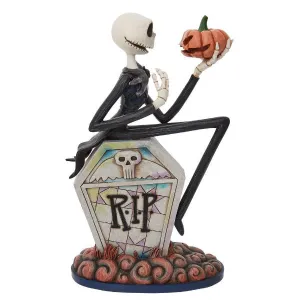 Disney Jim Shore Tim Burton's The Nightmare Before Christmas Jack Skellington Holding Pumpkin on RIP Gravestone Figurine Decorative Mirror,Home Decor Mirror
