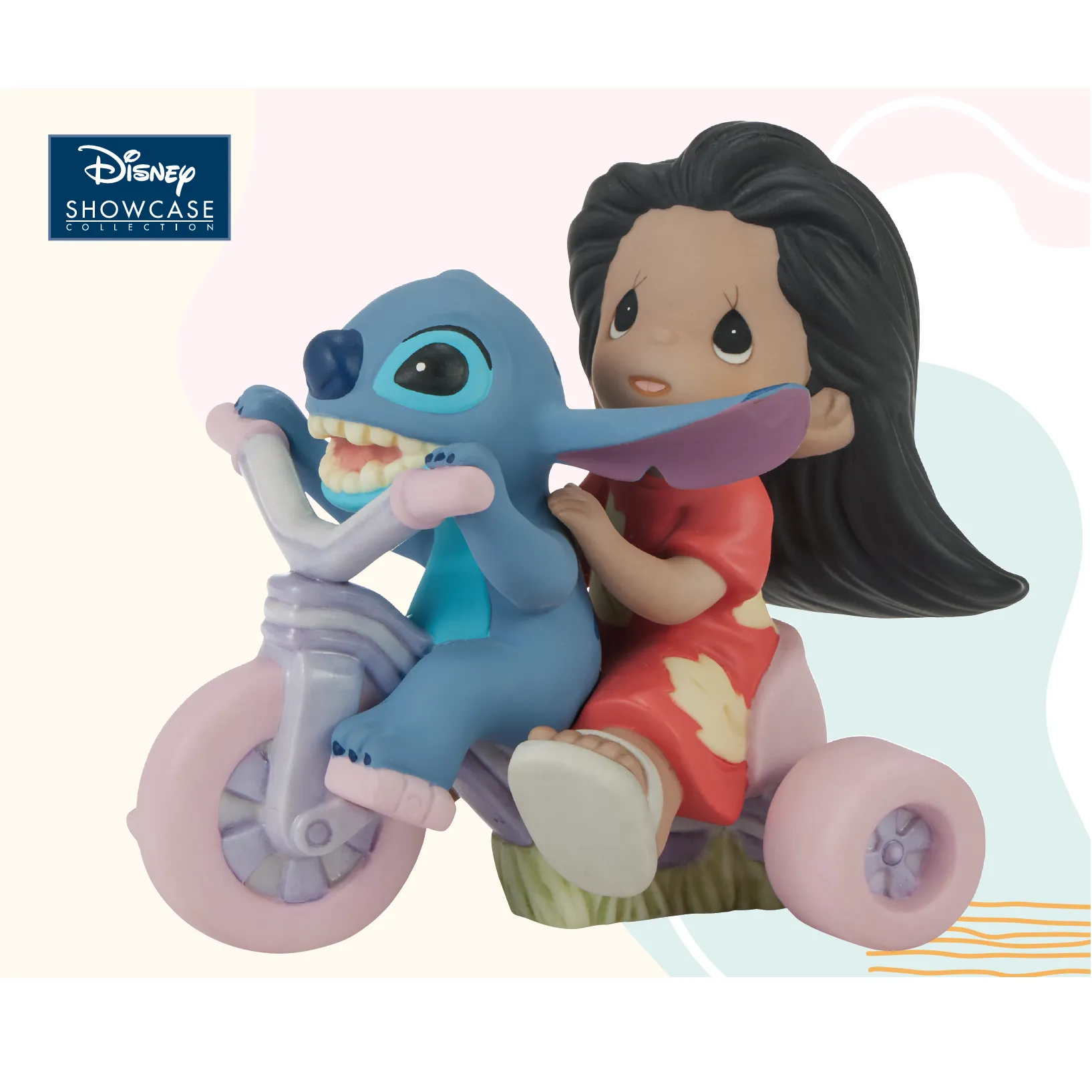 Disney Precious Moments Lilo and Stitch Riding Tricycle Porcelain Figurine 4.5" Decorative Mirror,Home Decor Mirror