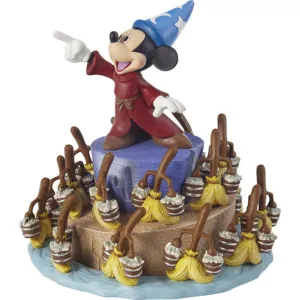 Disney Showcase Fantasia "Dream A Fantastic Dream" Mickey The Sorcerer with Dancing Brooms Rotating Musical Plays Sorcerer's Apprentice Decorative Mirror,Home Decor Mirror