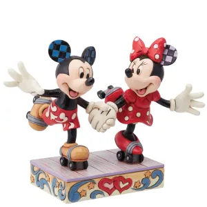 Disney Traditions Mickey & Minnie Roller Skating Figurine Decorative Mirror,Home Decor Mirror