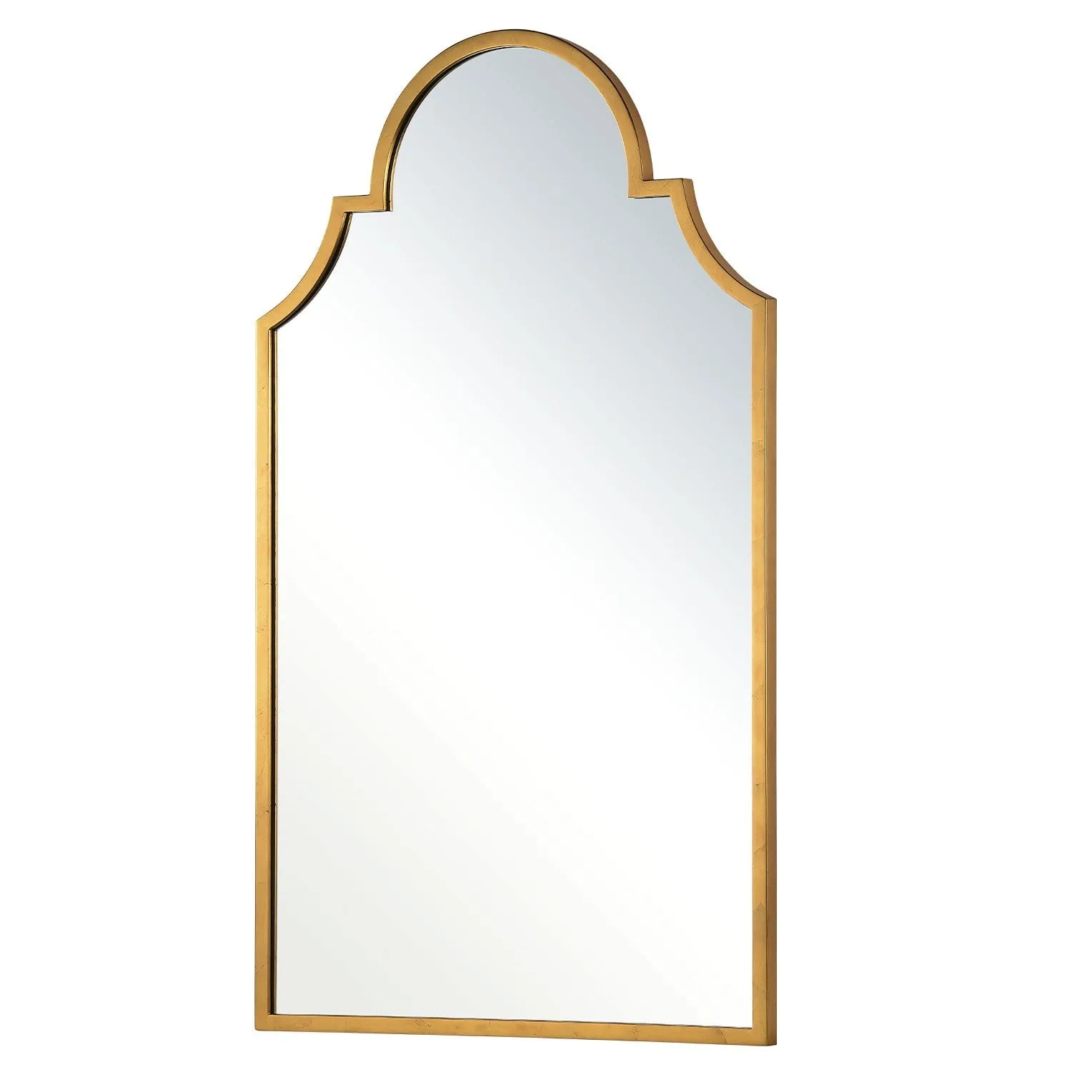 Distressed Gold Leaf Wall Mirror with Scalloped Top