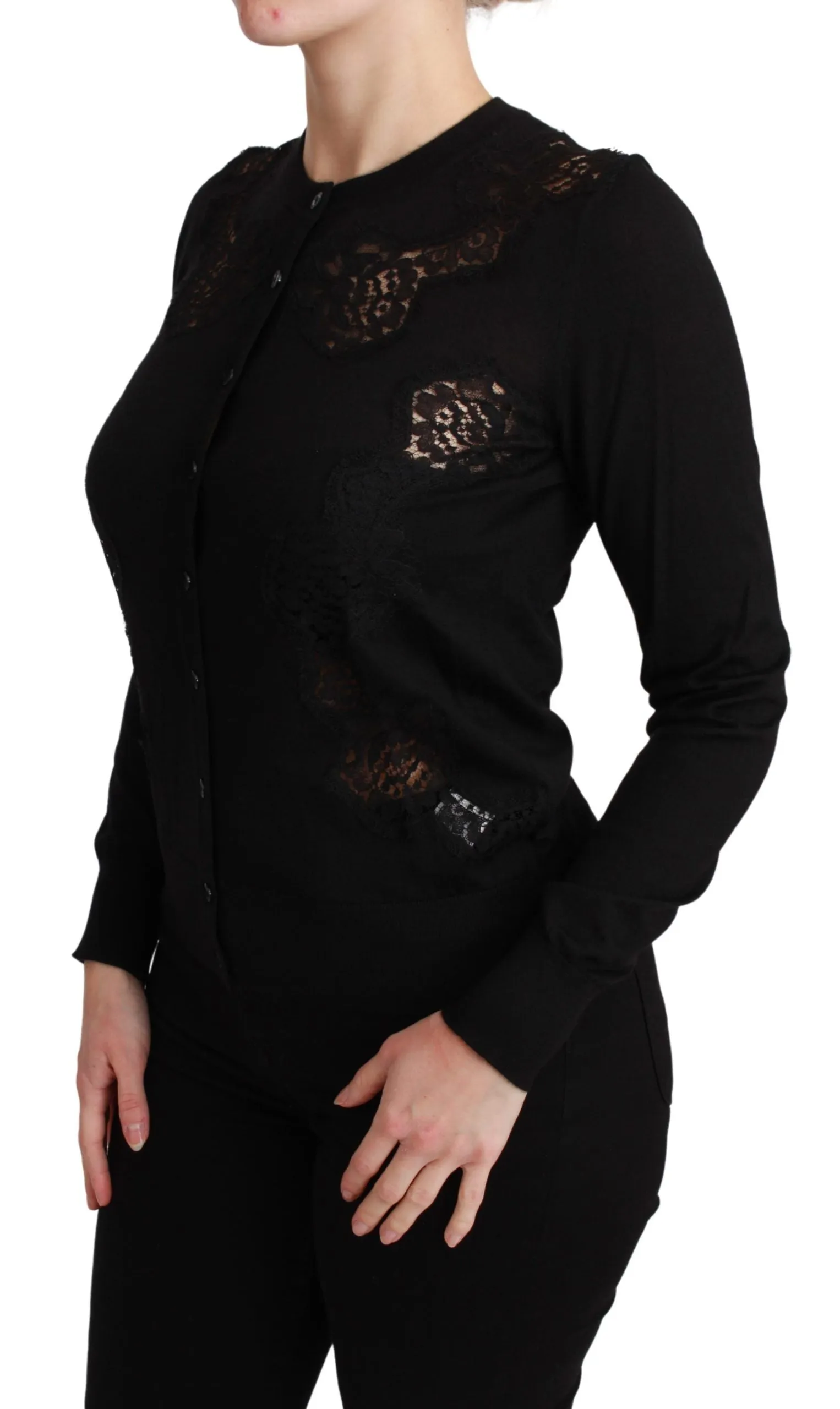 Dolce & Gabbana Elegant Cashmere Silk Blend Lace Women's Cardigan