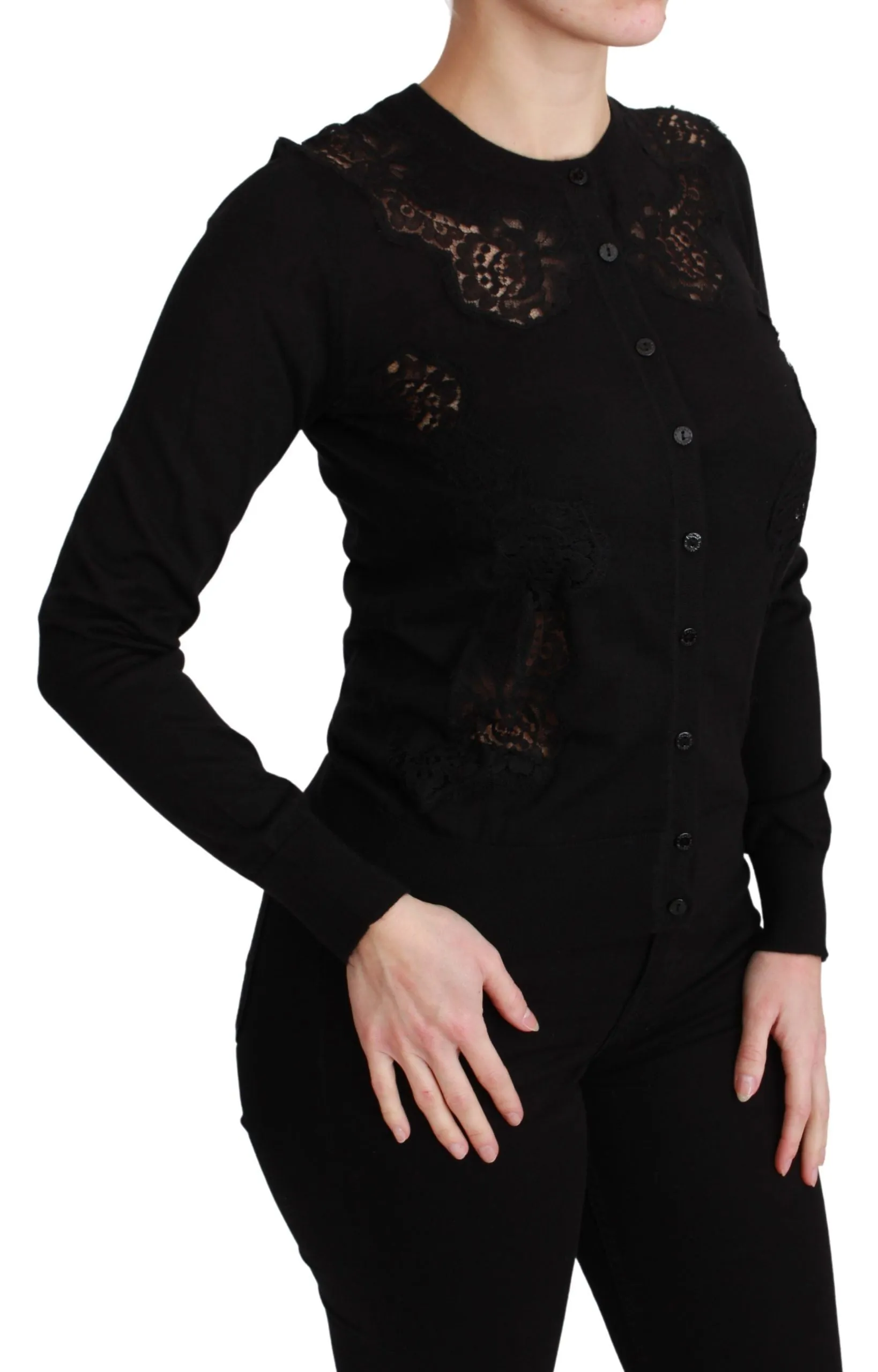 Dolce & Gabbana Elegant Cashmere Silk Blend Lace Women's Cardigan