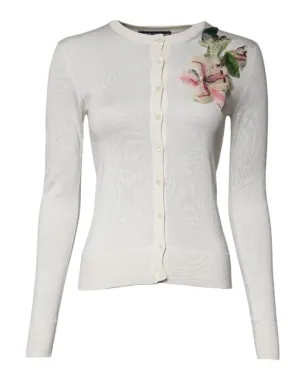 Dolce & Gabbana Floral Silk Embellished Cardigan Women's Sweater