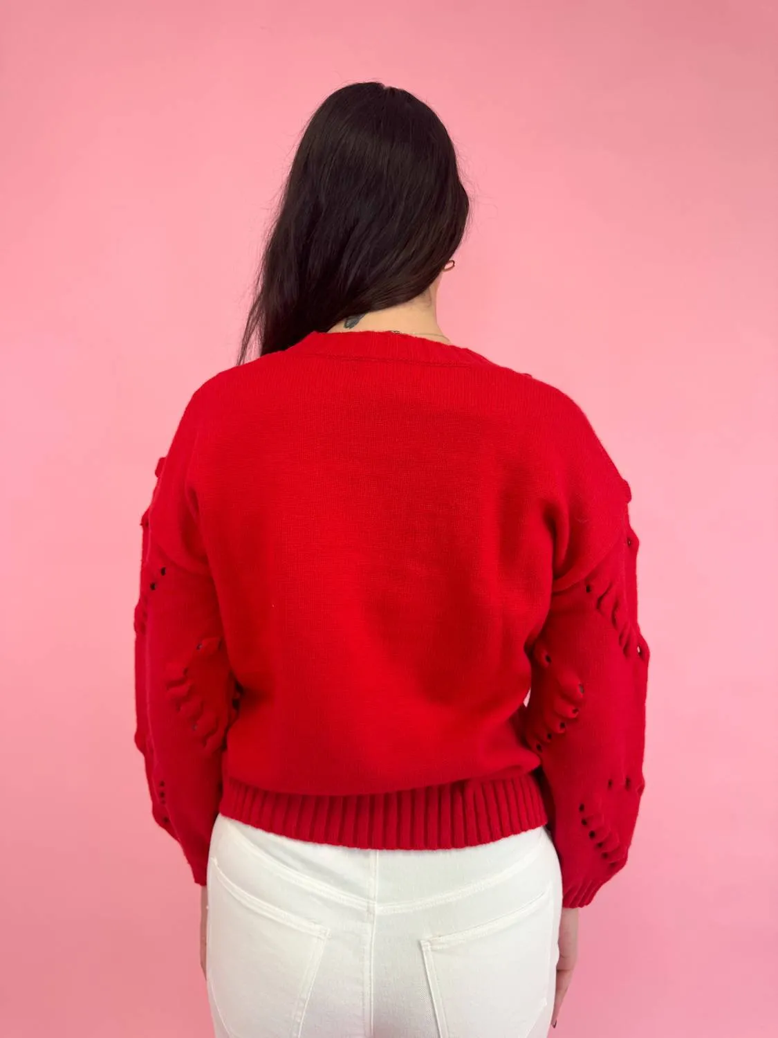 Dottie Heart Sweater In Red