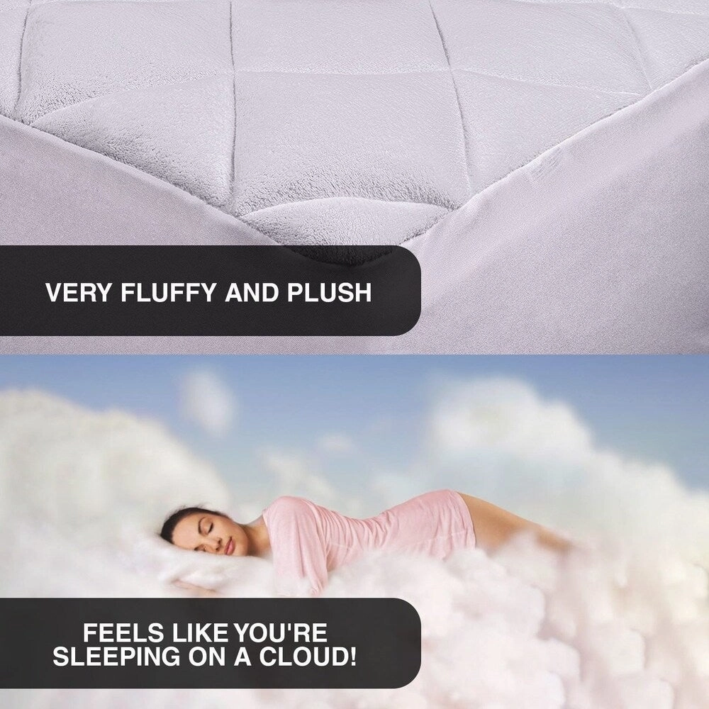Double Puff Mattress Pad - White