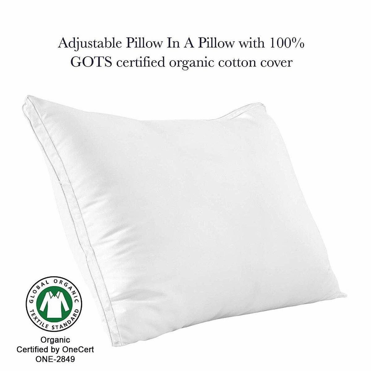 Down Alternative Gusset Organic Cotton Pillow in a Pillow 20" x 30" - White