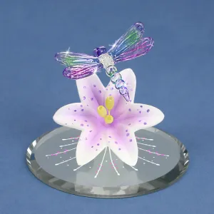 Dragonfly with Lavender Lily Figurine Decorative Mirror,Home Decor Mirror