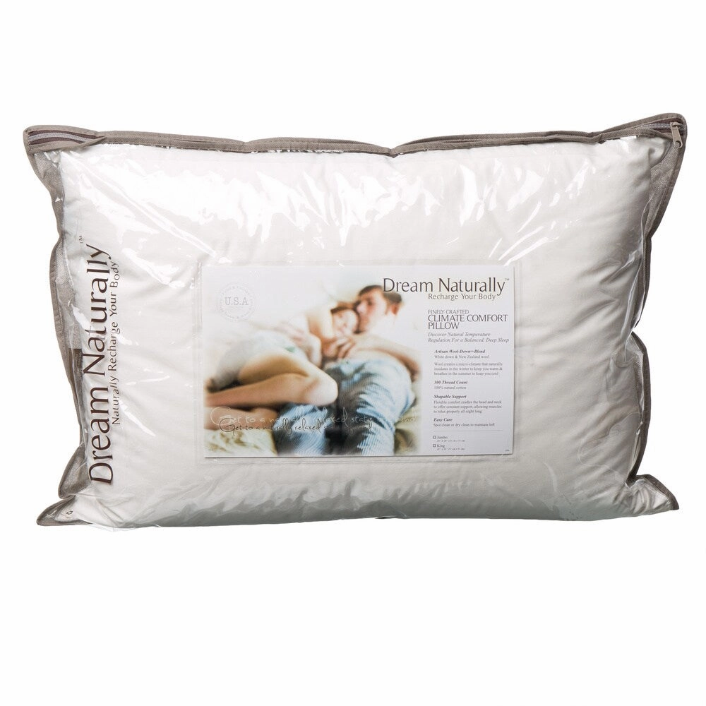 Dream Naturally Wool/ Down Blend Temperature Regulating Pillow