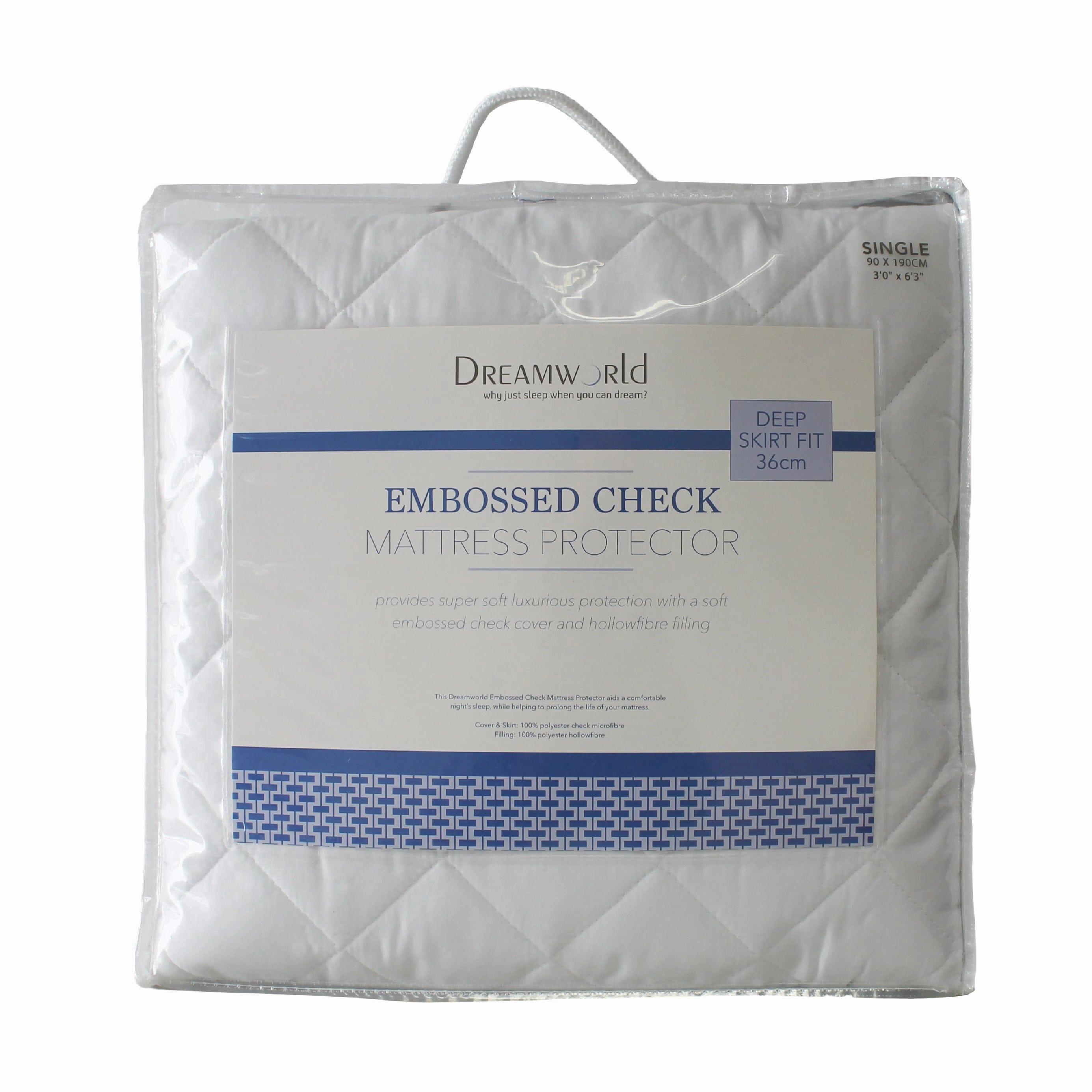 Dreamworld Embossed Check Luxury Mattress Protector Protectors & Toppers,mattress protector waterproof