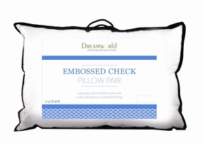 Dreamworld Embossed Check Luxury Spiral Fibre Pillow Pair Pillows,bed sleeping pillows
