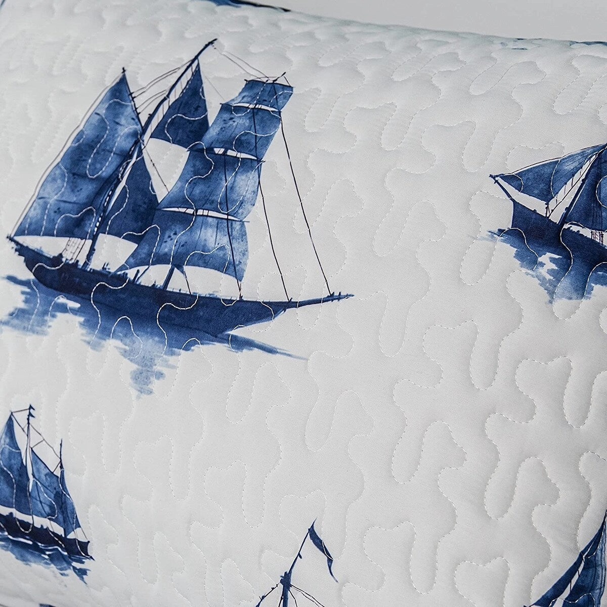 DriftAway Harbor Sailboat Ocean Printed Pattern Quilted Euro Sham