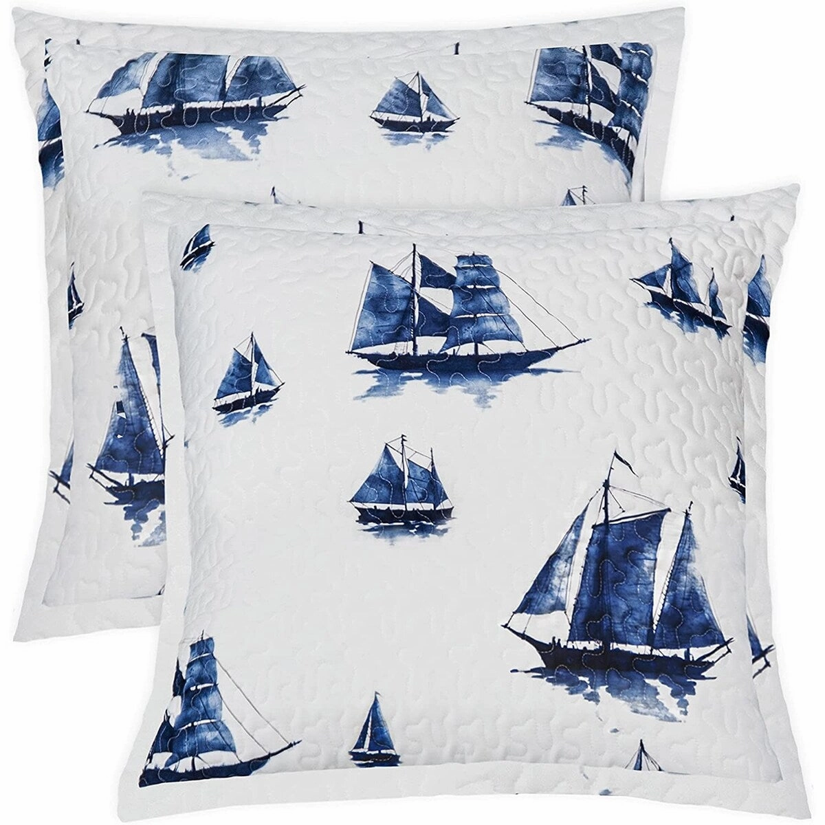 DriftAway Harbor Sailboat Ocean Printed Pattern Quilted Euro Sham