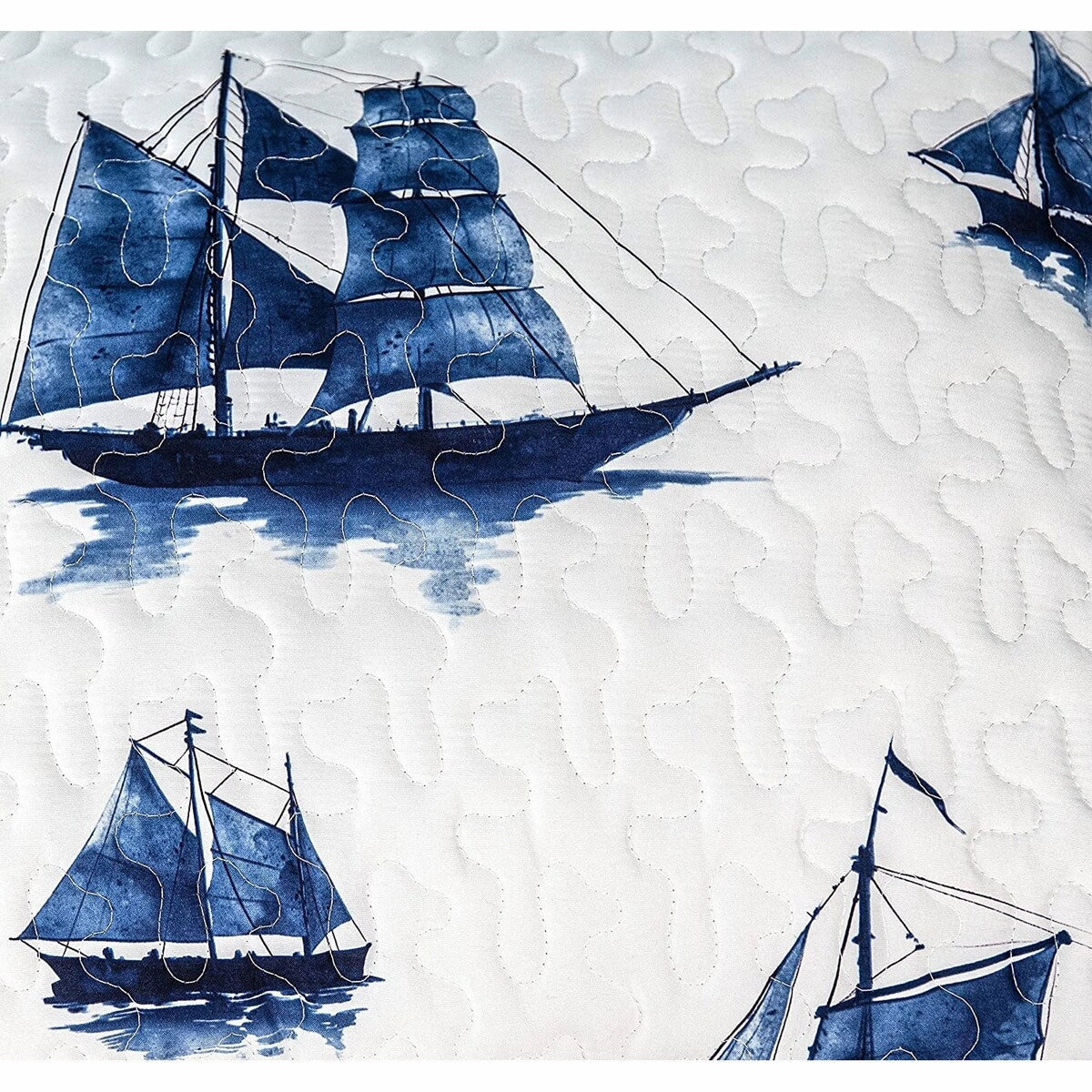 DriftAway Harbor Sailboat Ocean Printed Pattern Quilted Euro Sham