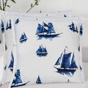 DriftAway Harbor Sailboat Ocean Printed Pattern Quilted Euro Sham pillowcases,cotton pillow covers,bed linen