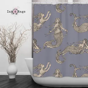 Dusky Purple Mermaid Shower Curtains and Optional Bath Mats Lighting,Lamps Fixtures