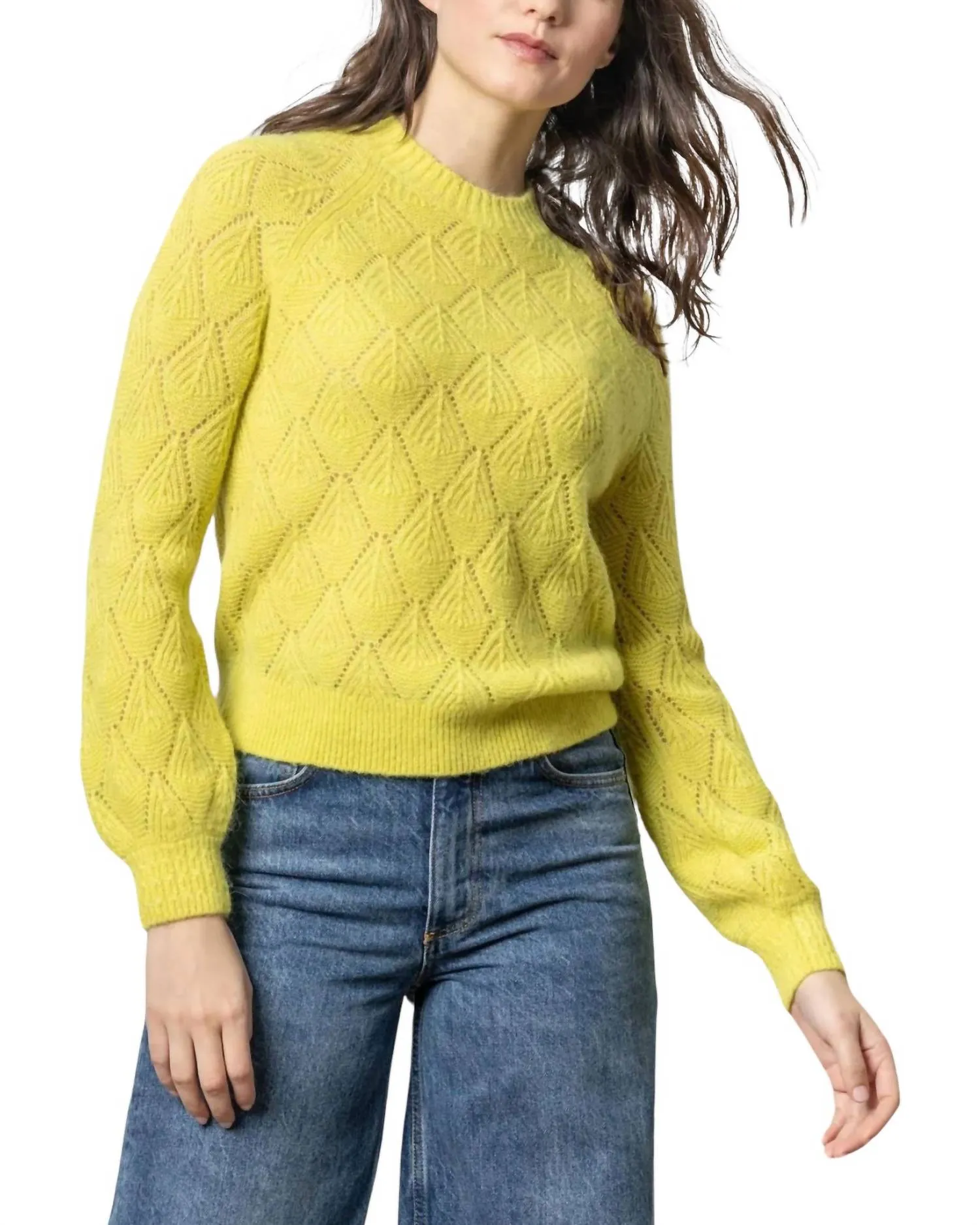 Easy Pointelle Crewneck Sweater In Lemongrass