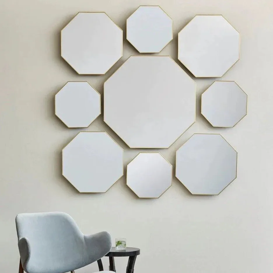 Eaves Large Octagon Mirror with Polished Brass Frame
