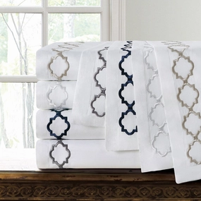 Echelon Home Hotel Collection Quatrefoil Embroidery Euro Shams (Set of 2) - 26 X 26 pillowcases,cotton pillow covers,bed linen