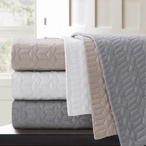 Echelon Home Laguna Quilted Cotton Euro Shams (Set of 2) pillowcases,cotton pillow covers,bed linen