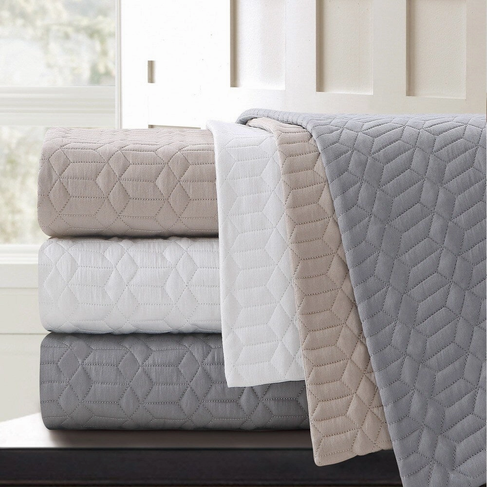 Echelon Home Laguna Quilted Cotton Euro Shams (Set of 2) pillowcases,cotton pillow covers,bed linen