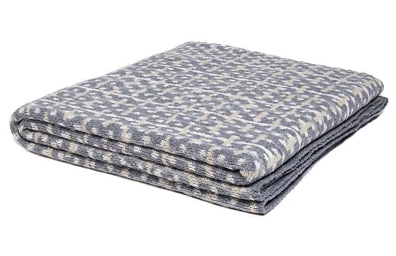 Eco Retro Grey and Ivory Woven Throw