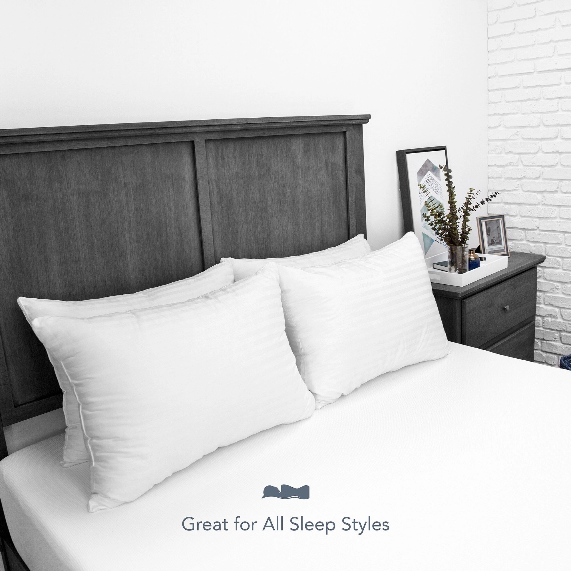 EcoPEDIC Down Alternative Bed Pillow with 300 Thread Count Cover